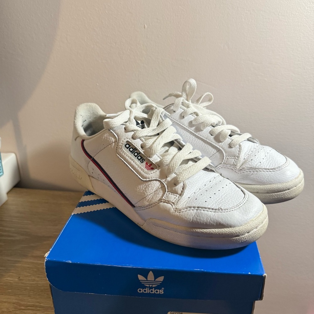 Adidas Continental 80 White Leather Sneakers Size 7 w/ Box